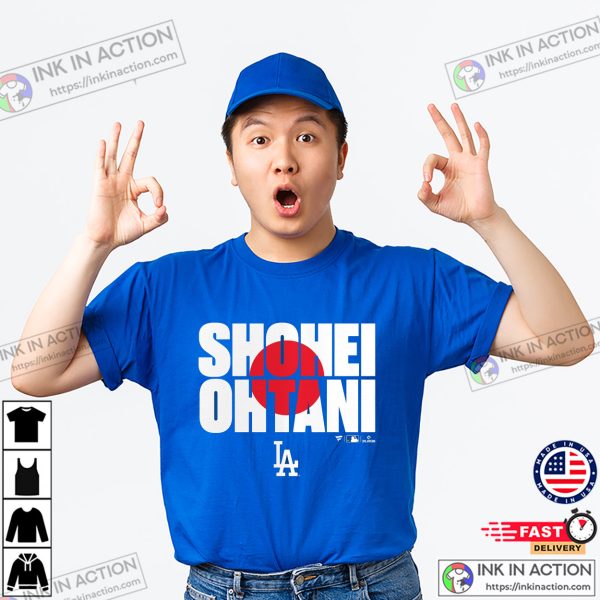 Los Angeles Dodgers Shohei Ohtani Fanatics Royal Flag T-shirt