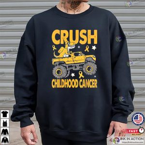 Monster Truck Dinosaur Crush Childhood Cancer Awareness T shirt