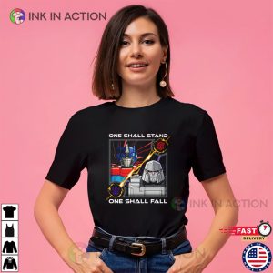 One Shall Stand One Shall Fall Optimus X Megatron Transformers One T-shirt