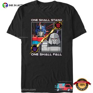 ONe Shall Stand One Shall Fall Optimus X Megatron Transformers One T shirt 3