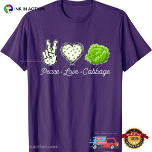 Peace Love Cabbage Veggies Vegetarian World Vegan Day Unisex T Shirt 2