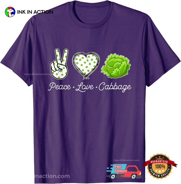 Peace Love Cabbage Veggies Vegetarian World Vegan Day Unisex T-shirt