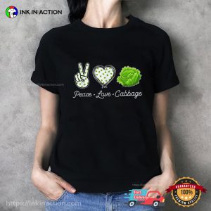 Peace Love Cabbage Veggies Vegetarian World Vegan Day Unisex T Shirt 4