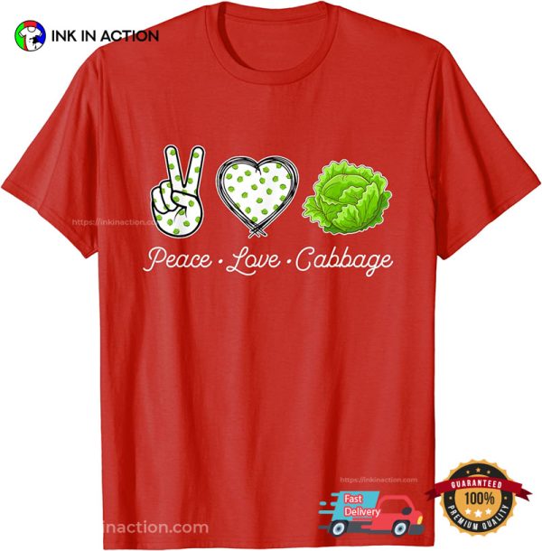 Peace Love Cabbage Veggies Vegetarian World Vegan Day Unisex T-shirt