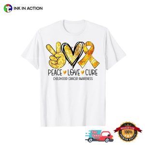 Peace Love Cure Childhood Cancer Awareness T-Shirt