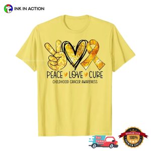 Peace Love Cure Childhood Cancer Awareness T Shirt 2