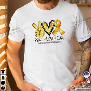 Peace Love Cure Childhood Cancer Awareness T-Shirt