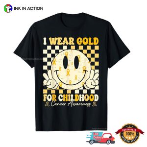 Retro For Childhood Cancer Awareness Smiley Face T shirt 1