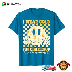 Retro For Childhood Cancer Awareness Smiley Face T shirt 2