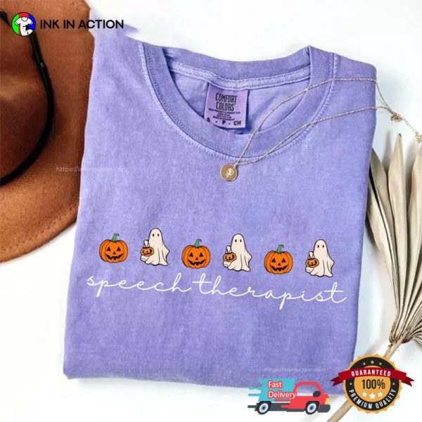 Speech Therapist SLP Halloween Ghost Comfort Colors T-shirt