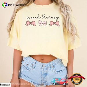 Speech Therapy Cute Bow slp therapy Comfort Colors T shirt 2