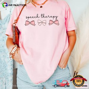 Speech Therapy Cute Bow slp therapy Comfort Colors T shirt 3