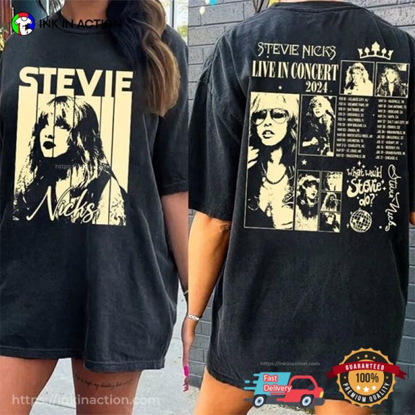 Stevie Nicks 2024 Live In Concert Retro Graphic 2 Sided T-shirt