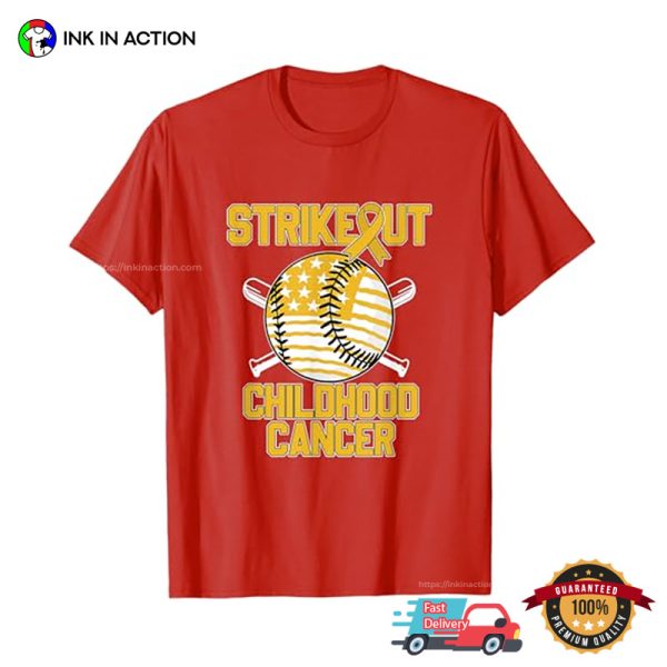 Strikeout Childhood Cancer USA Baseball T-Shirt