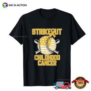 Strikeout Childhood Cancer USA Baseball T Shirt 3