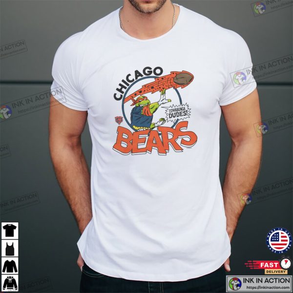 TMNT Michelangelo X Chicago Bears Football Cartoon T-shirt