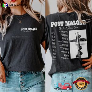 Vintage Post Malone Concert Dates 2 Sided T-shirt 1