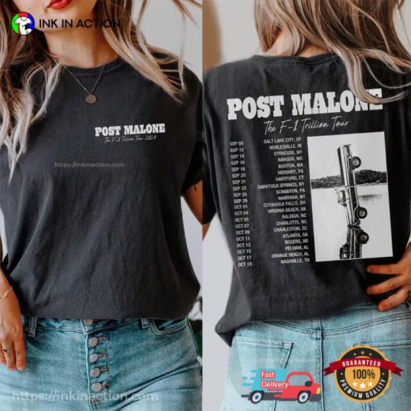 Vintage Post Malone Concert Dates 2 Sided T-shirt