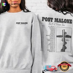 Vintage Post Malone Concert Dates 2 Sided T shirt 2