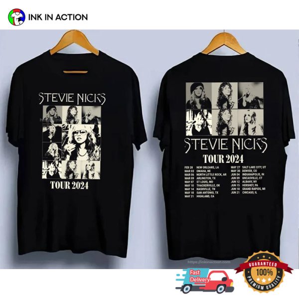 Vintage Stevie Nicks Tour 2024 Schedules Retro 2 Sided T-shirt