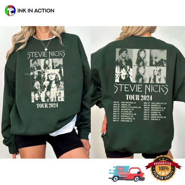 Vintage Stevie Nicks Tour 2024 Schedules Retro 2 Sided T-shirt