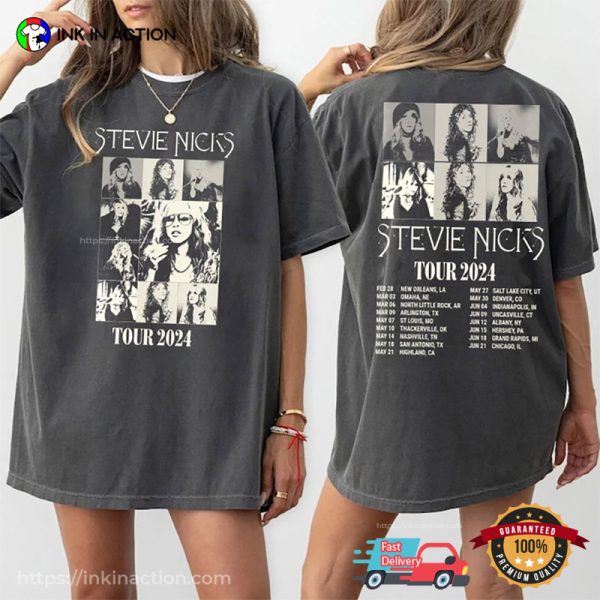 Vintage Stevie Nicks Tour 2024 Schedules Retro 2 Sided T-shirt