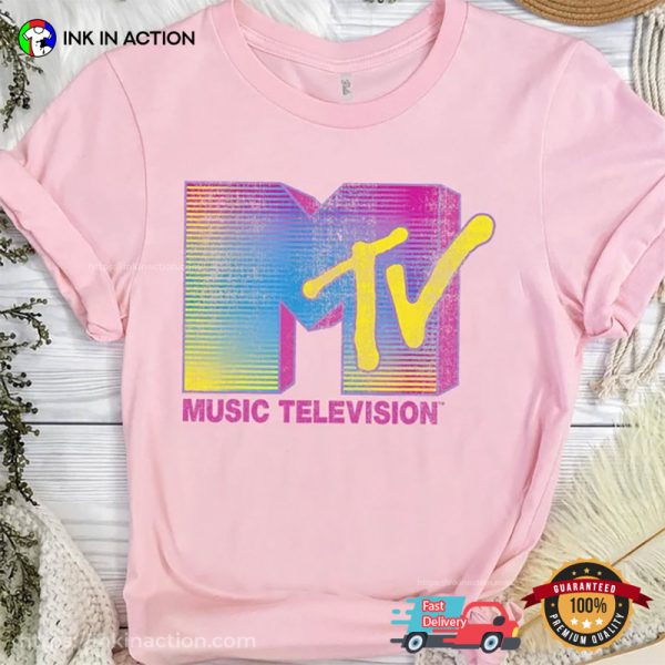 80s MTV Fluorescent Gradient Logo T-shirt