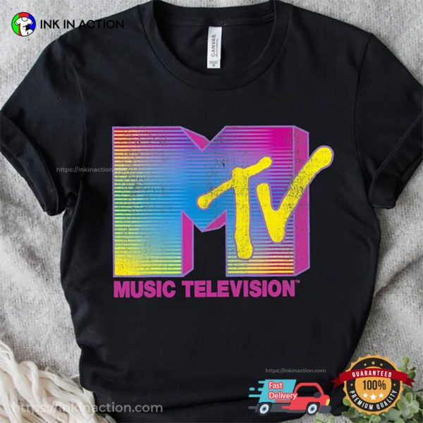 80s MTV Fluorescent Gradient Logo T-shirt