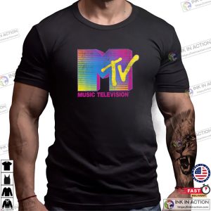 80s MTV Fluorescent Gradient Logo T-shirt