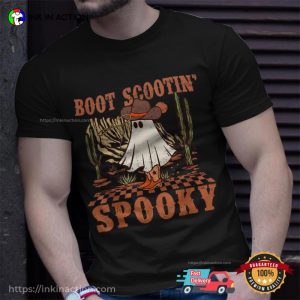 Boot Scootin Spooky Western Cowboy Ghost Vintage Halloween T shirt 1