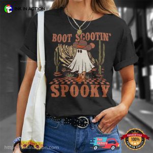 Boot Scootin Spooky Western Cowboy Ghost Vintage Halloween T shirt 2