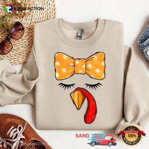 Bow Turkey Girl Funny turkey thanksgiving T shirt 3