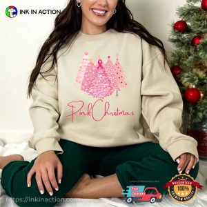 Breast Cancer Awareness Pink Christmas Holiday T shirt 1