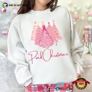 Breast Cancer Awareness Pink Christmas Holiday T shirt 2