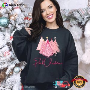 Breast Cancer Awareness Pink Christmas Holiday T shirt 3