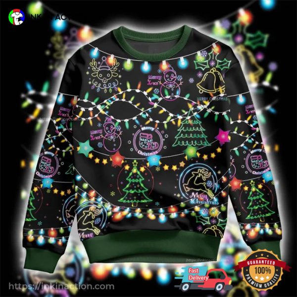 Bright Neon Lighting Ugly Christmas Sweater