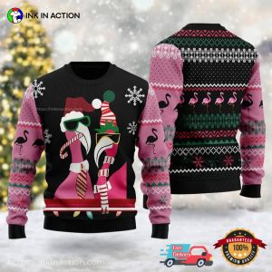 Candy Cane Flamingo Ugly Christmas Sweater