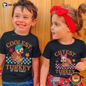 Coolest Turkey And Cutest Turkey Thanksgiving Family Matching T-shirt