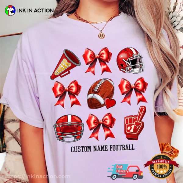 Custom Football Coquette Bow Comfort Colors T-shirt