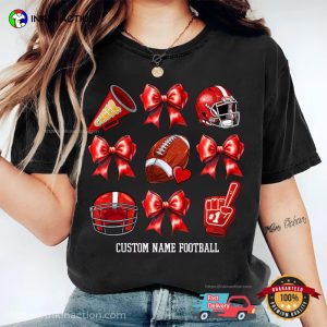 Custom Football Coquette Bow Comfort Colors T shirt 2