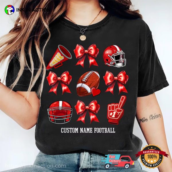 Custom Football Coquette Bow Comfort Colors T-shirt