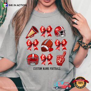 Custom Football Coquette Bow Comfort Colors T shirt 3