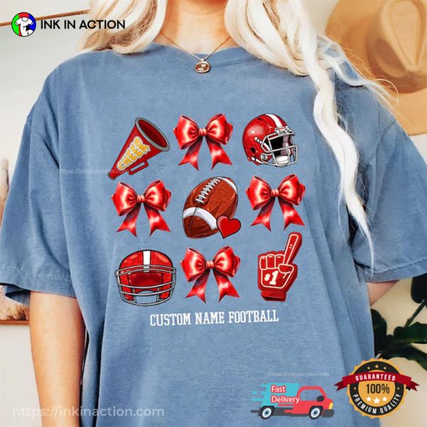 Custom Football Coquette Bow Comfort Colors T-shirt