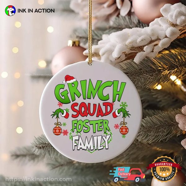 Custom Grinch Squad Family Gift Xmas Holiday Ornament