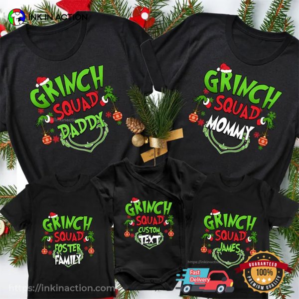 Custom Grinch Squad Family Uniform Matching Xmas Holiday T-shirt