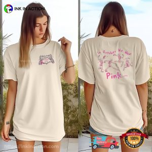 Customized In October We Wear Pink Dancing Skeleton Breast Cancer Awareness T-shirt