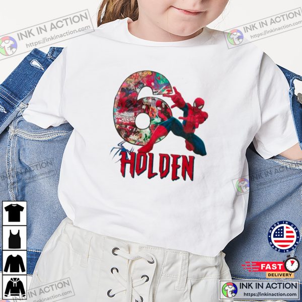 Customized Name And Age Spiderman Birthday Gift T-shirt