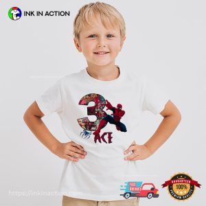 Customized Name And Age Spiderman Birthday Gift T shirt 4