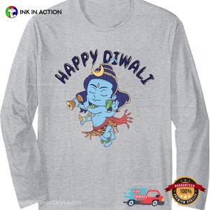 Cute Blue Buddha Happy Diwali Dancer Light Shirt