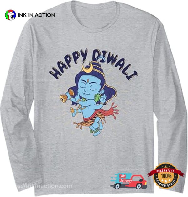 Cute Blue Buddha Happy Diwali Dancer Light Shirt